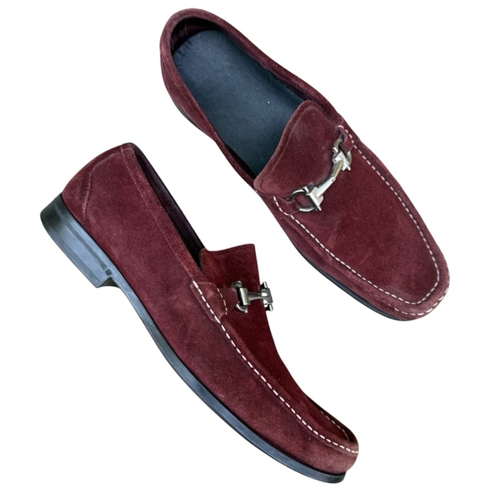 Salvatore Ferragamo Mangifico Loafers in Burgundy Suede size 9.5 EE